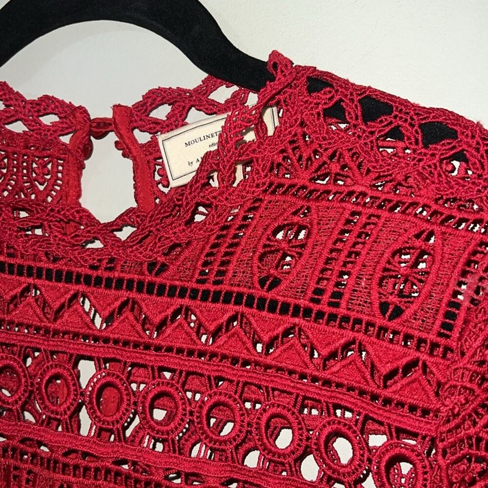 Moulinette Soeurs by Anthropologie lace peplum top women's size 14 lined 3/4 slv - Picture 5 of 14